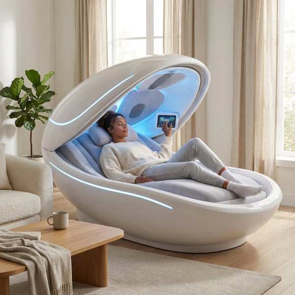 Premium Sleep Pod Designed for Deep Rest Recovery, Private Capsule Design, Ambient Light Control, Touchscreen Interface
